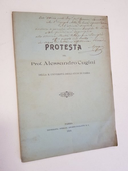 Protesta del Prof. Alessandro Cugini della R. Università degli Studi …