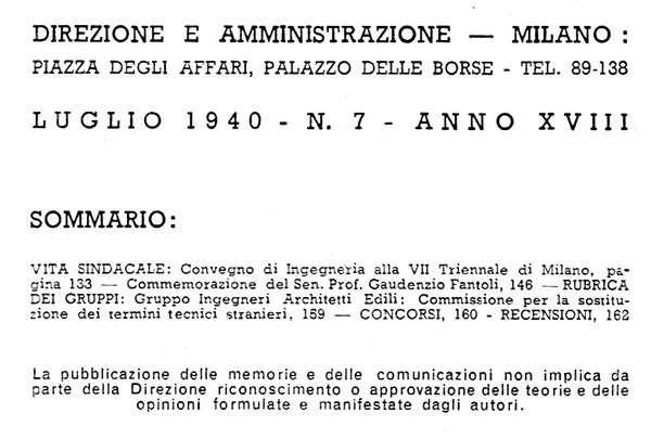 Atti dei sindacati provinciali fascisti ingegneri di Lombardia. Luglio 1940 …