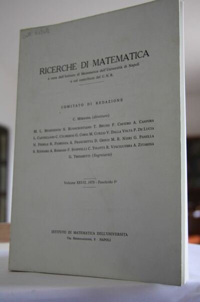 Ricerche di matematica Volume XXVII 1978 Fascicolo 1