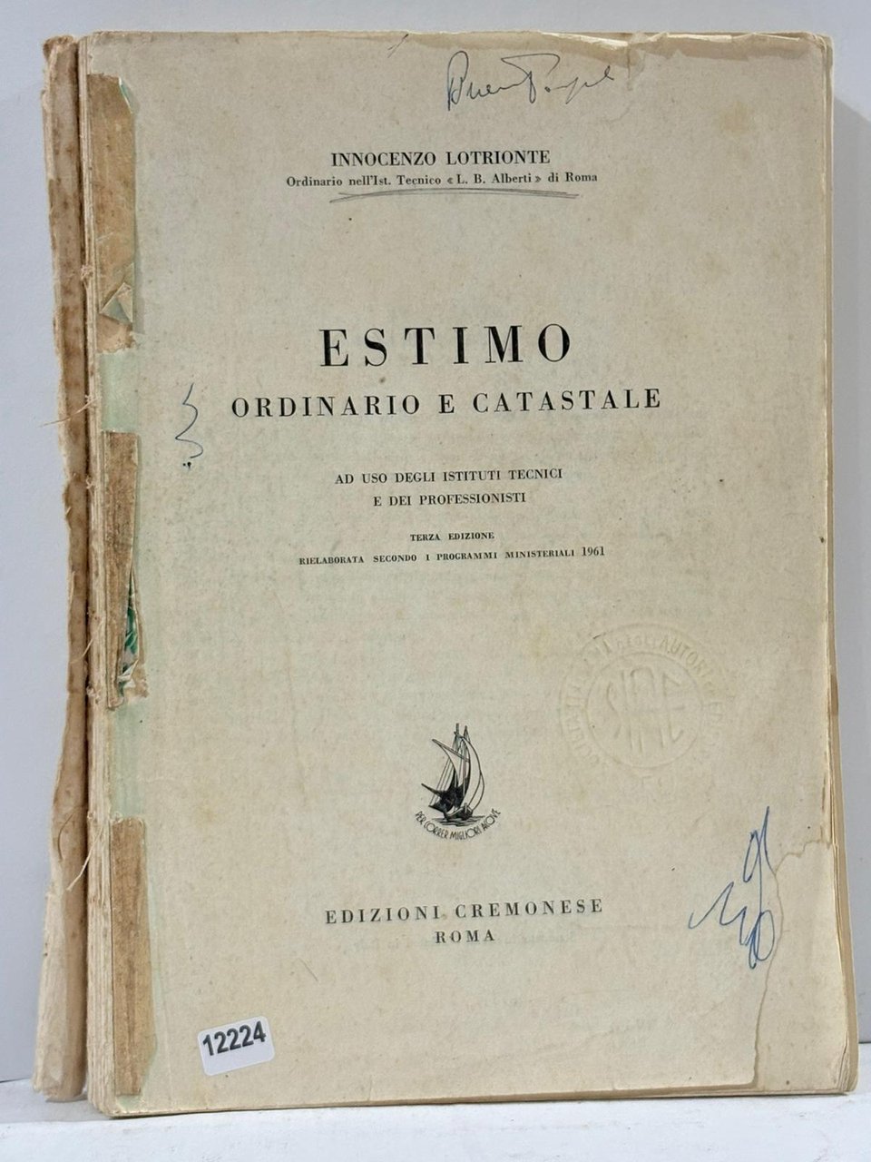 Estimo ORDINARIO E CATASTALE AD USO DEGI ISTITUTI TECNICI E …