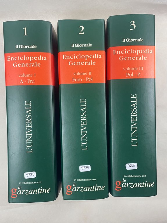 L'Universale Enciclopedia generale 3 volumi 1 A-Fru 2 Fum-Pol 3 …