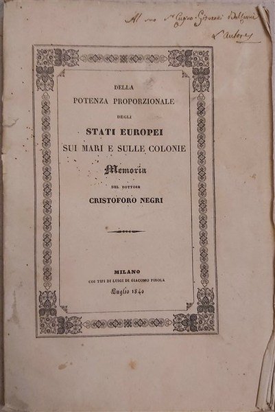 DELLA POTENZA PROPORZIONALE DEGLI STATI EUROPEI sui mari e sulle …