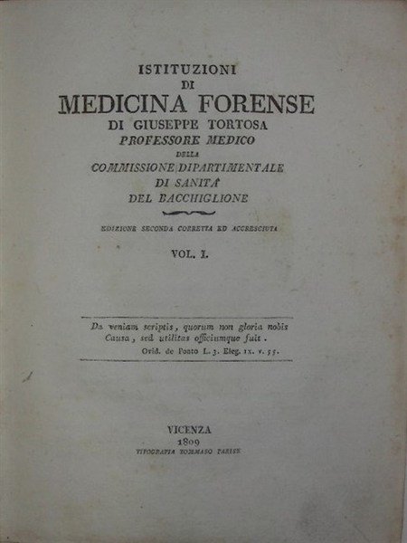 ISTITUZIONI DI MEDICINA FORENSE di. Professore Medico della Commissione dipartimentale …