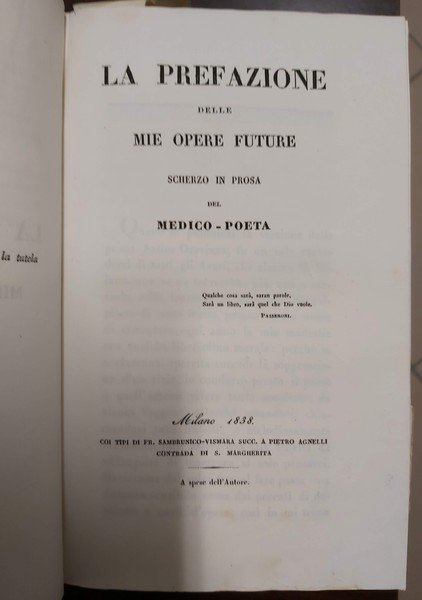 [OPUSCOLI VARI]. L'ARTE POETICA DI Quinto Orazio Flacco esposta in …