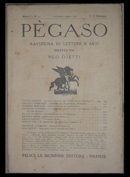 PEGASO. Rassegna di Lettere e Arti diretta da Ugo Ojetti.