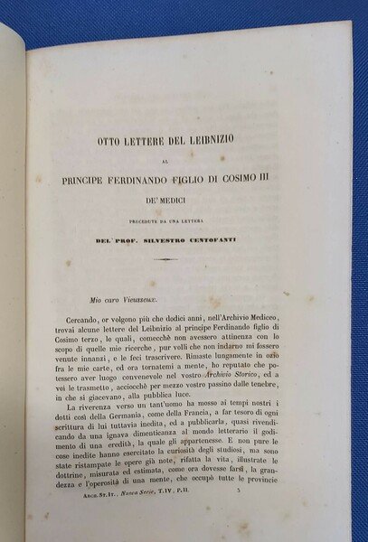 OTTO LETTERE DEL LEIBNIZIO al Principe Ferdinando figlio di Cosimo …