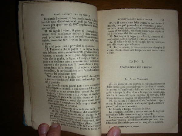 REGOLAMENTO PER LE MARCE. Ministero della Guerra. 29 Aprile 1888.