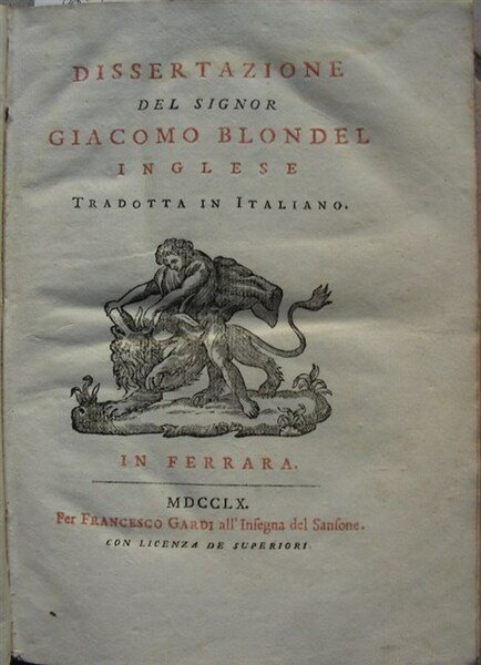 DISSERTAZIONE del Sig. Inglese tradotta in italiano.