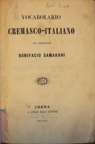 VOCABOLARIO CREMASCO-ITALIANO.