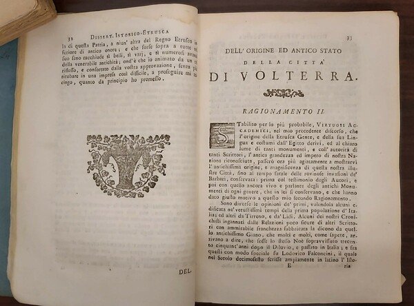DISSERTAZIONE ISTORICO-ETRUSCA sopra l’origine, antico stato, lingua e caratteri dell’Etrusca …
