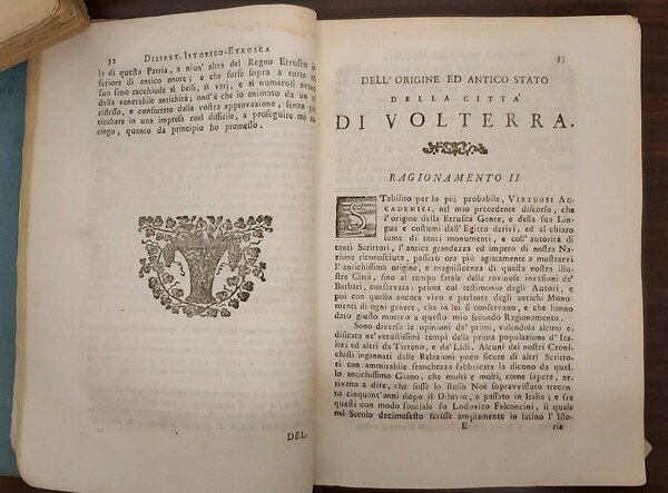 DISSERTAZIONE ISTORICO-ETRUSCA sopra l’origine, antico stato, lingua e caratteri dell’Etrusca …