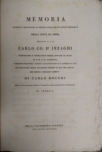 MEMORIA diretta a migliorare il metodo degli escavi delle antichità …