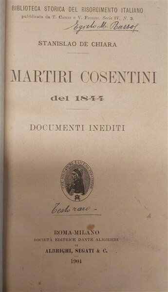 MARTIRI COSENTINI del 1844. Documenti inediti.