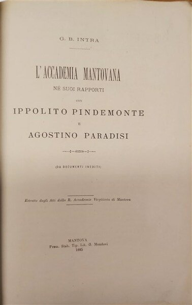 L'ACCADEMIA MANTOVANA nè suoi rapporti con Ippolito Pindemonte e Agostino …