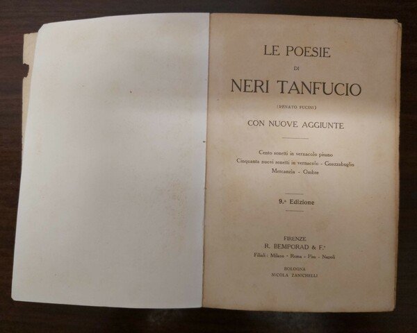 LE POESIE DI NERI TANFUCIO. Con nuove aggiunte. Cento sonetti …