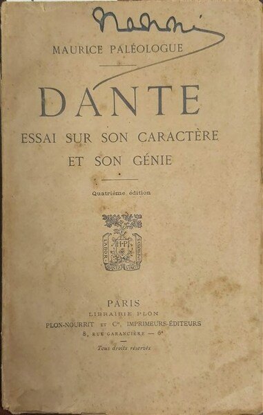 DANTE. Essai sur son caractere et son genie.