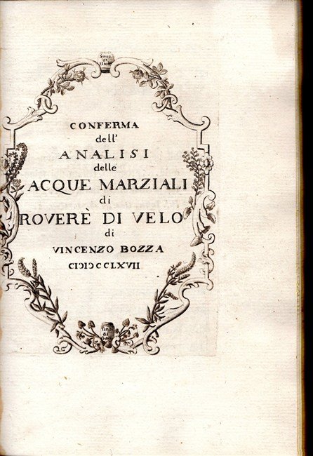 CONFERMA DELL'ANALISI DELLE ACQUE MARZIALI DI ROVERE' di Velo di…