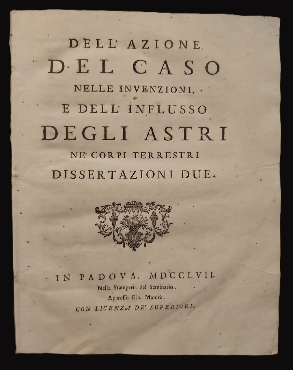 DELL'AZIONE DEL CASO NELLE INVENZIONI e dell'influsso degli Astri nei …