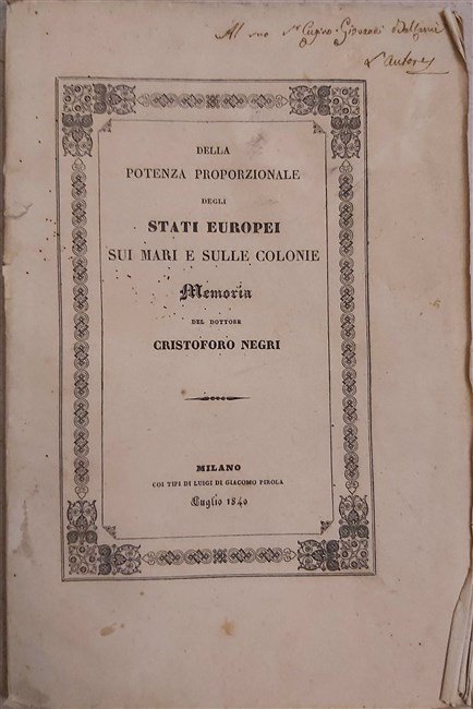 DELLA POTENZA PROPORZIONALE DEGLI STATI EUROPEI sui mari e sulle …