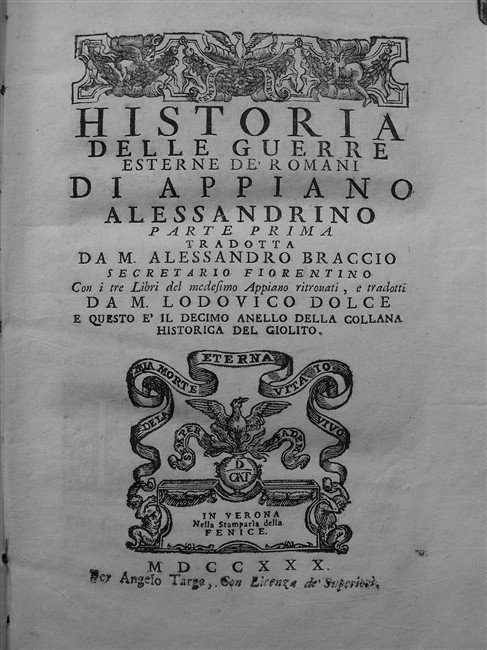 HISTORIA DELLE GUERRE CIVILI DE’ ROMANI di. Alessandrino. Parte prima …