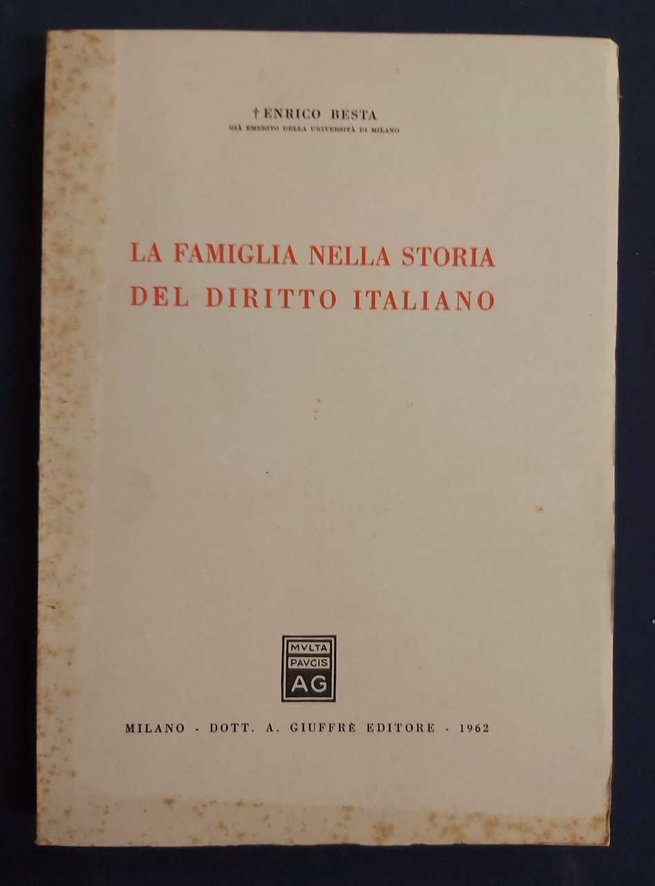 LA FAMIGLIA NELLA STORIA del diritto italiano. | Immagine principale