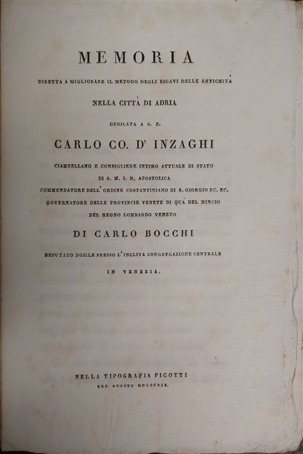 MEMORIA diretta a migliorare il metodo degli escavi delle antichità …