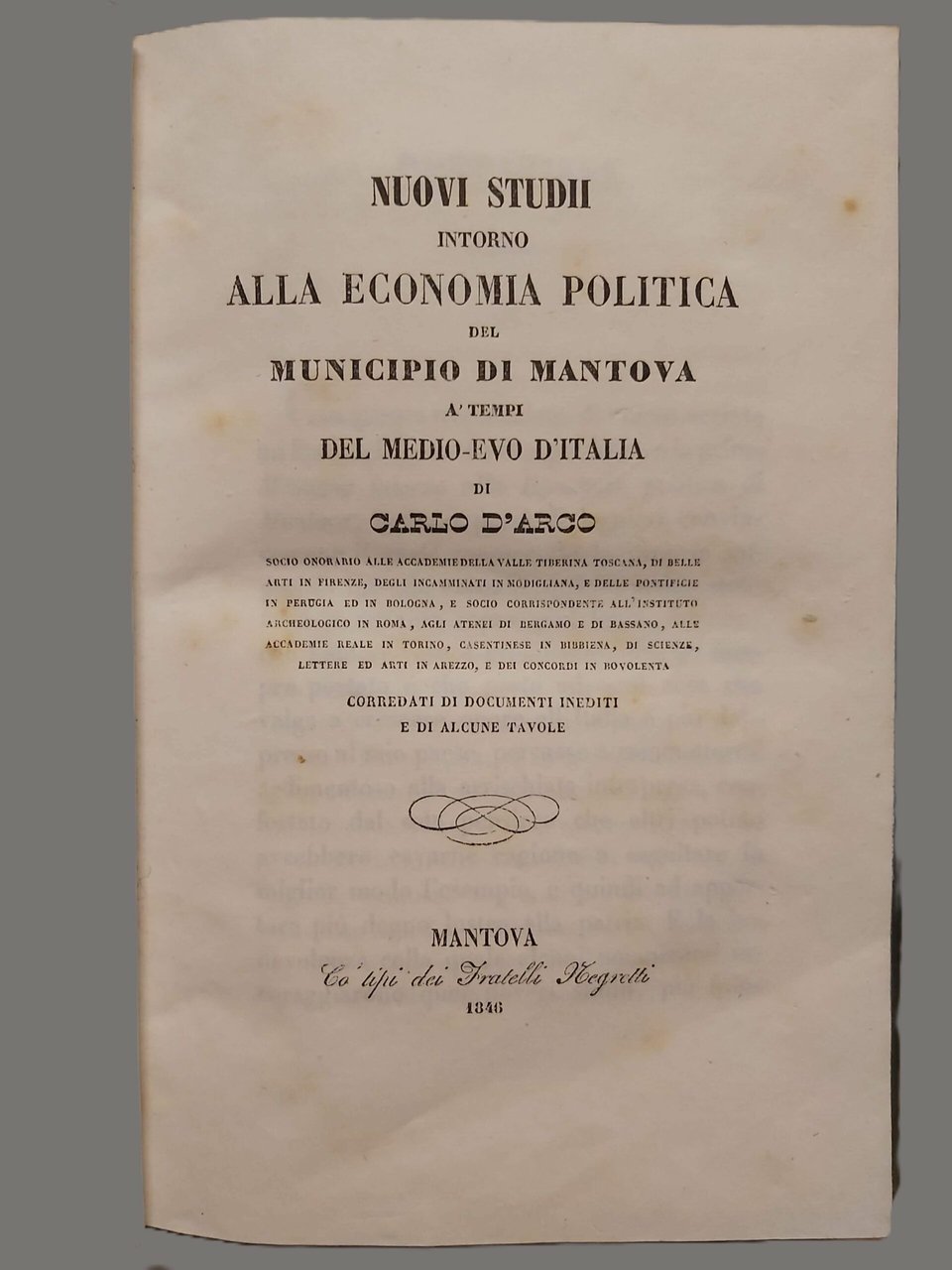 NUOVI STUDI intorno alla Economia Politica del Municipio di Mantova …