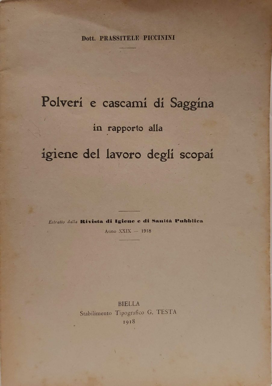 POLVERI E CASCAMI DI SAGGINA in rapporto alla igiene del …