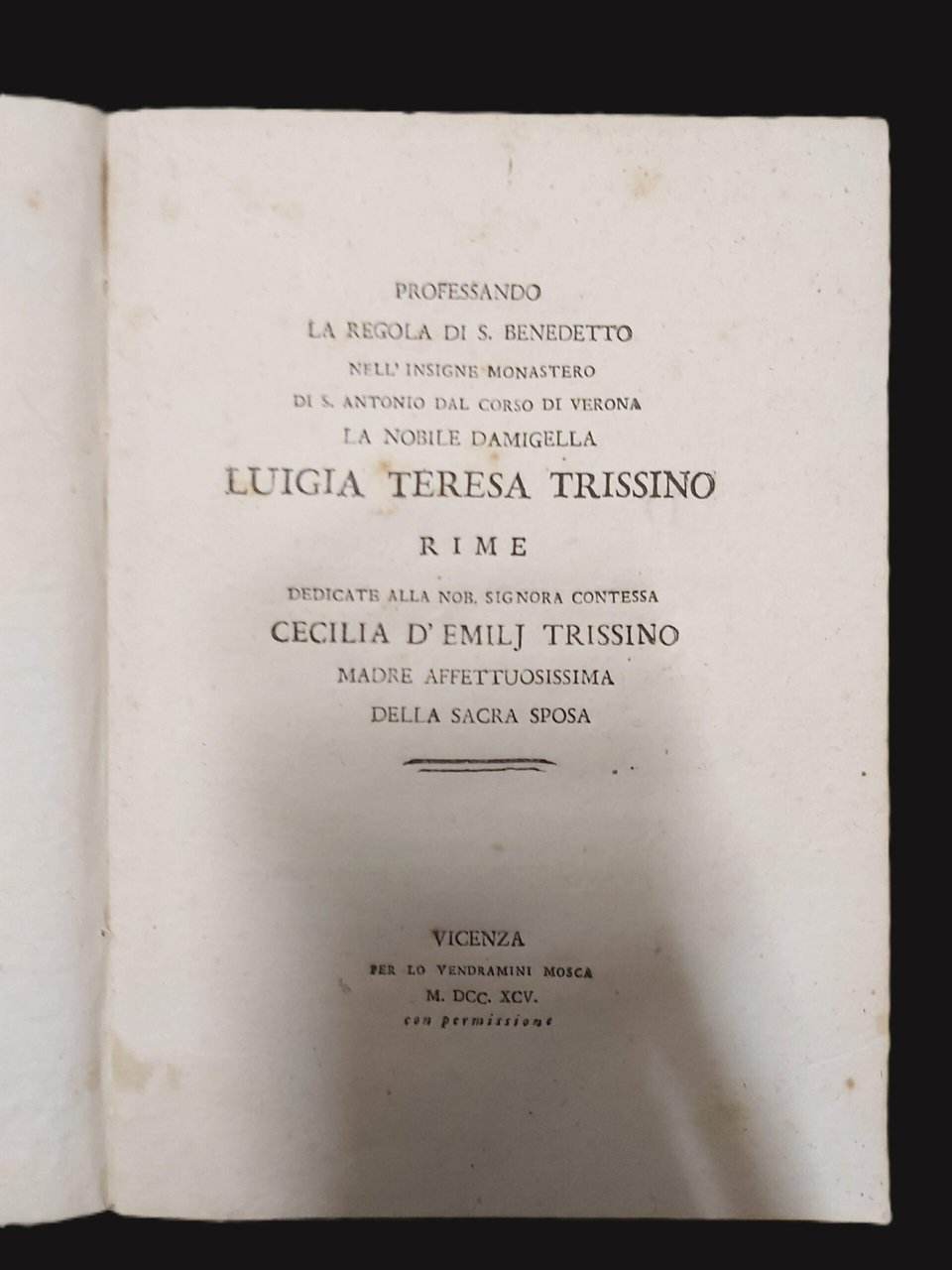 PROFESSANDO LA REGOLA DI S. BENEDETTO nell'insigne Monastero di S. … | Immagine principale