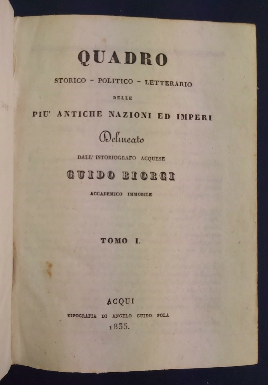 QUADRO STORICO - POLITICO - LETTERARIO delle più antiche nazioni …