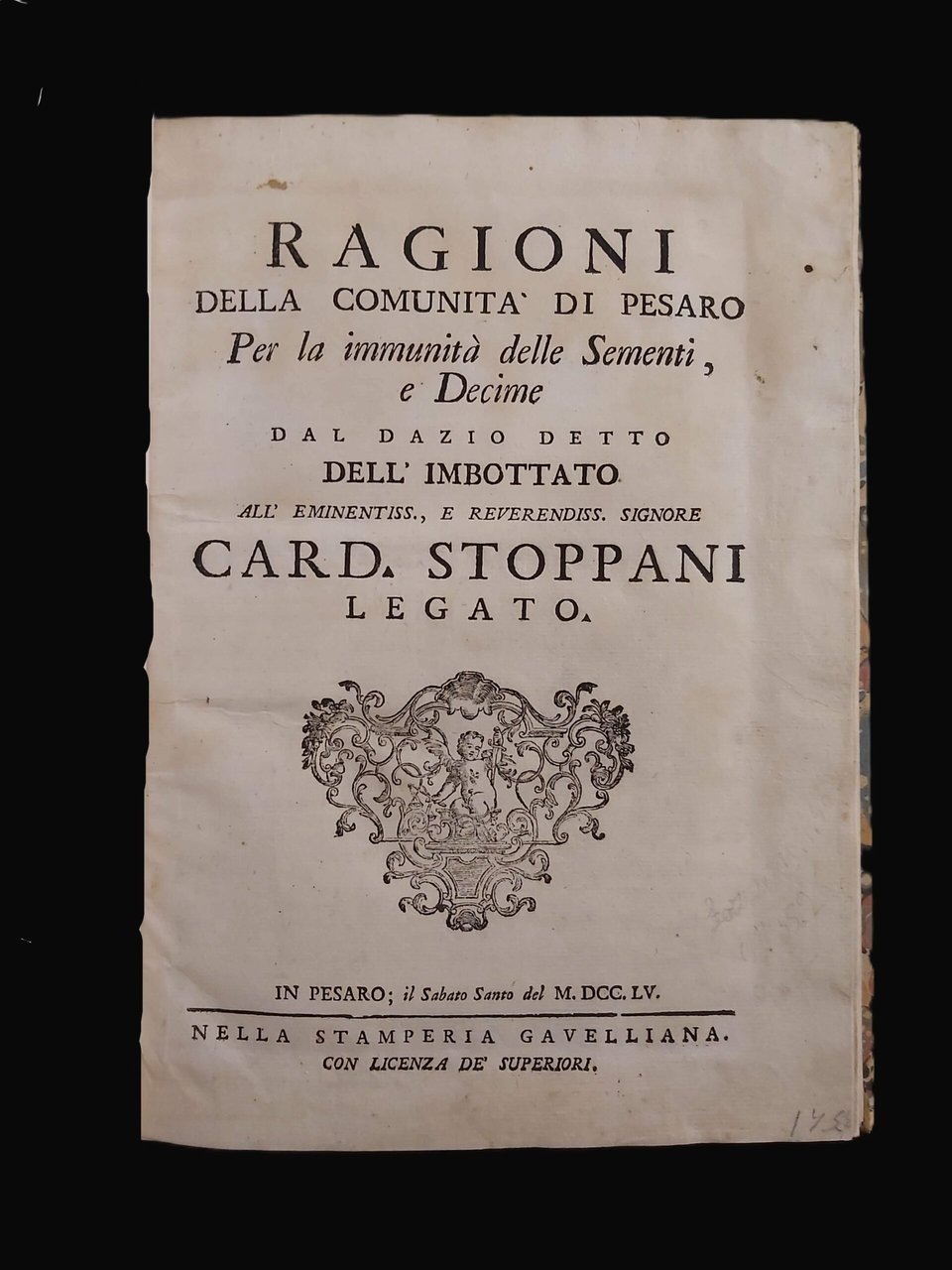 RAGIONI DELLA COMUNITA' DI PESARO per la immunità delle sementi, … | Immagine principale
