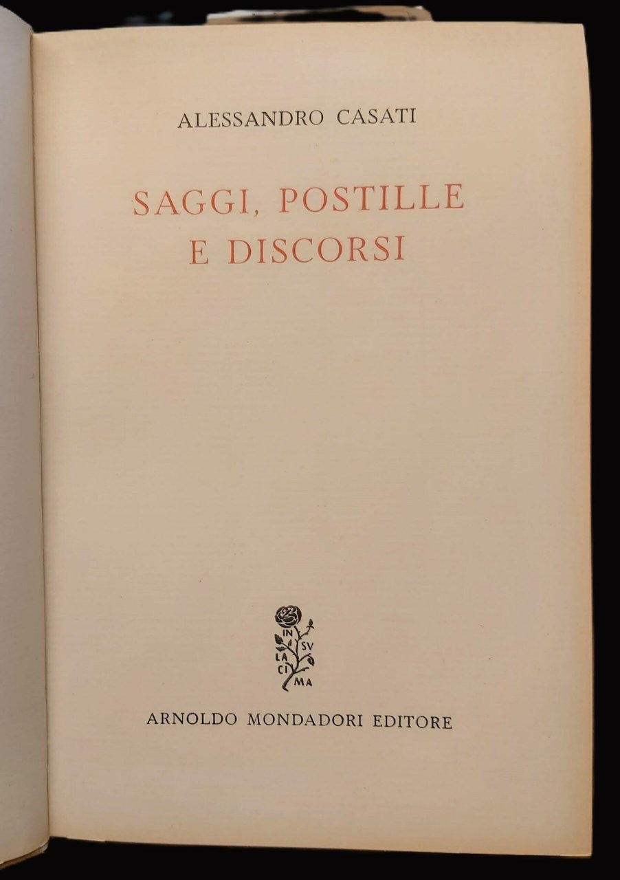 SAGGI, POSTILLE E DISCORSI. | Immagine principale