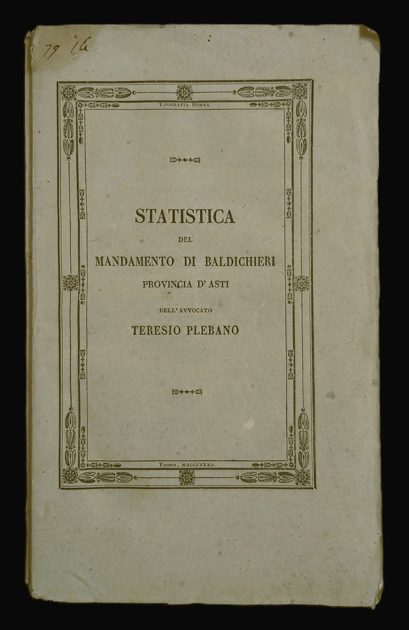 STATISTICA del mandamento di Baldichieri provincia d’Asti.