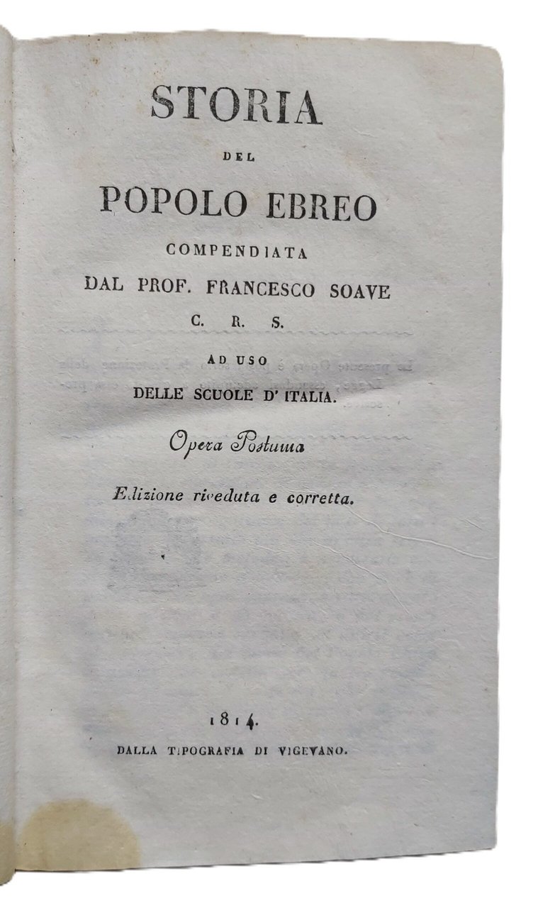 STORIA DEL POPOLO EBREO compendiata dal Prof. ad uso delle …