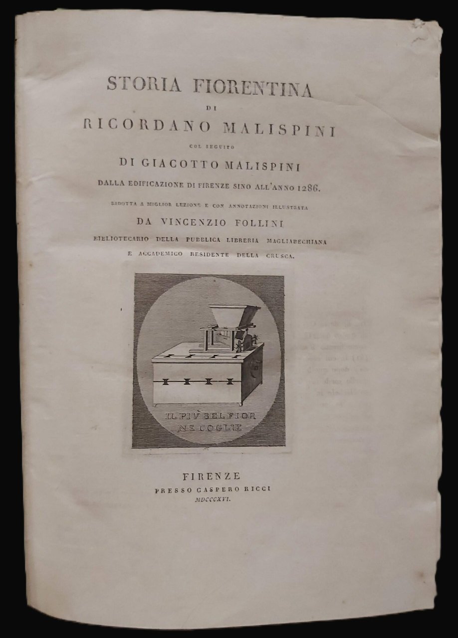 STORIA FIORENTINA di… col seguito di Giacotto Malispini dalla edificazione … | Immagine principale