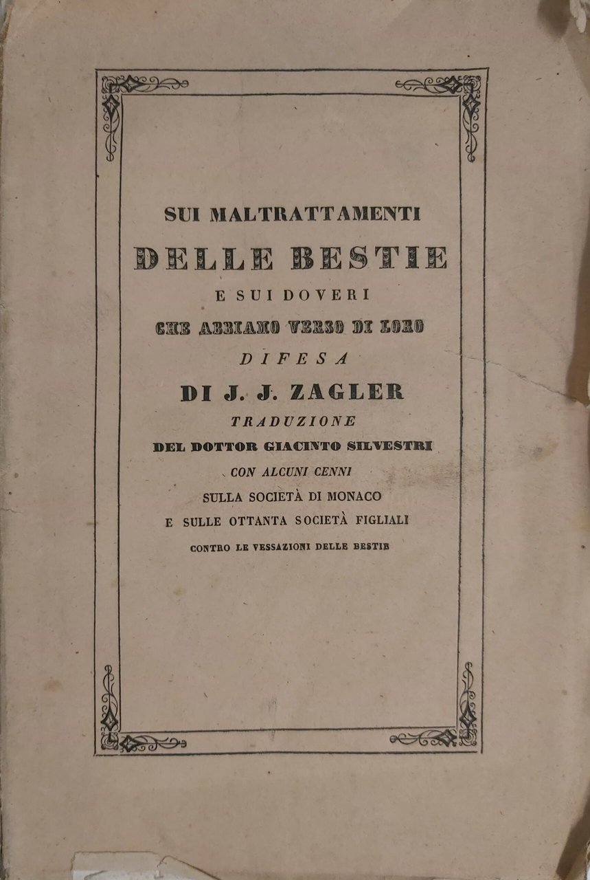 SUI MALTRATTAMENTI DELLE BESTIE e sui doveri che abbiamo verso …