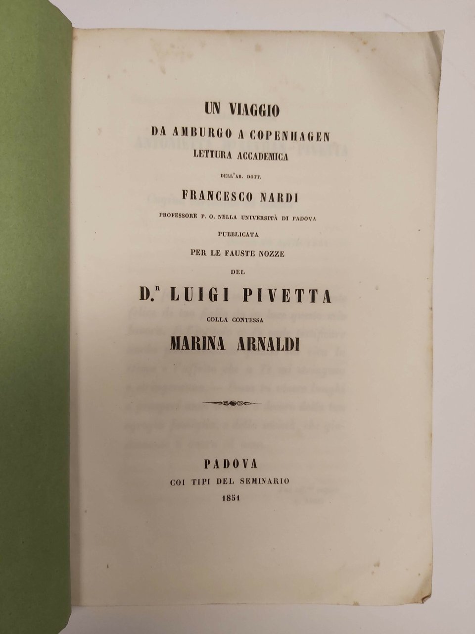 UN VIAGGIO da Amburgo a Copenhagen. Lettura accademica dell’Ab. Dott. …