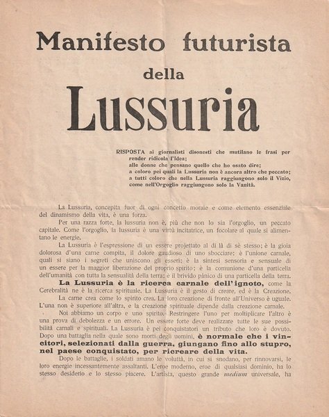 Manifesto futurista della Lussuria