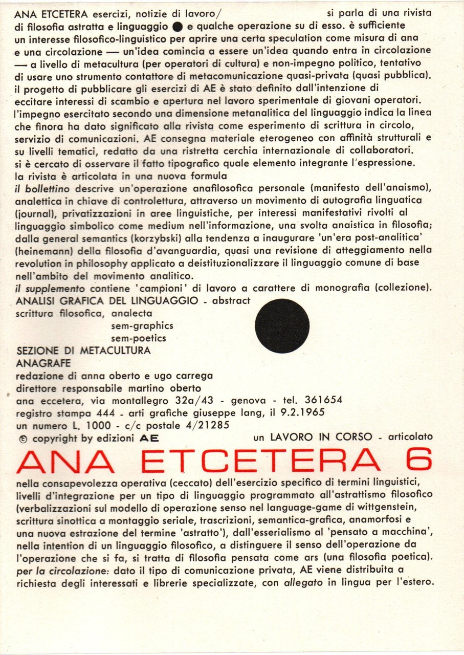 Ana Etcetera 6. Esercizi, notizie, lavoro