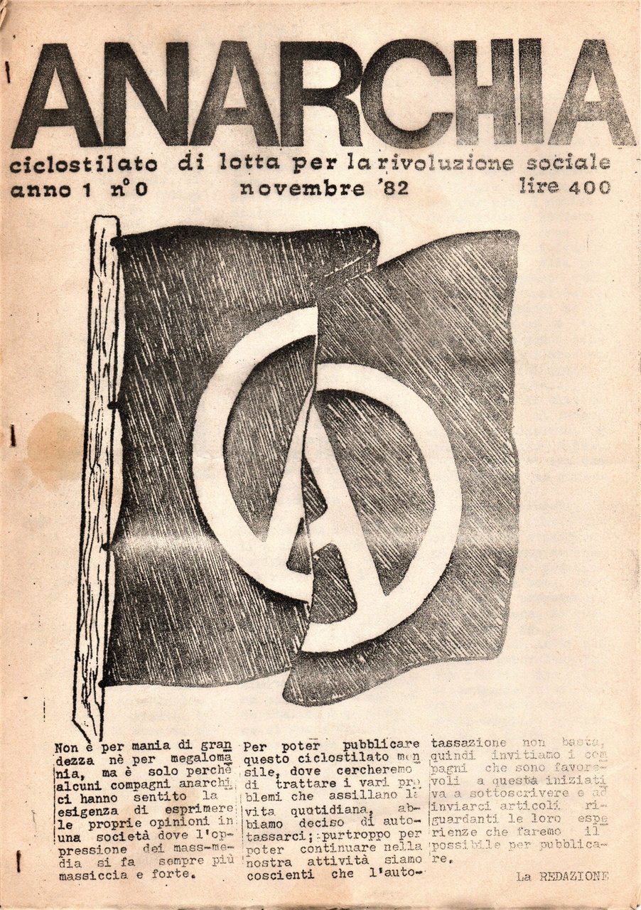 Anarchia. Ciclostilato di lotta per la rivoluzione sociale. Anno 1 … | Immagine principale