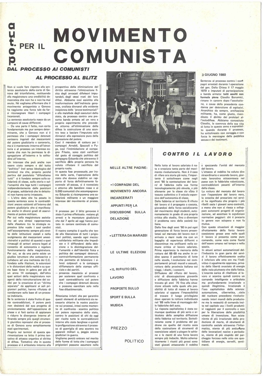 (Autonomia Operaia) Aut. Op. per il movimento comunista | Immagine principale