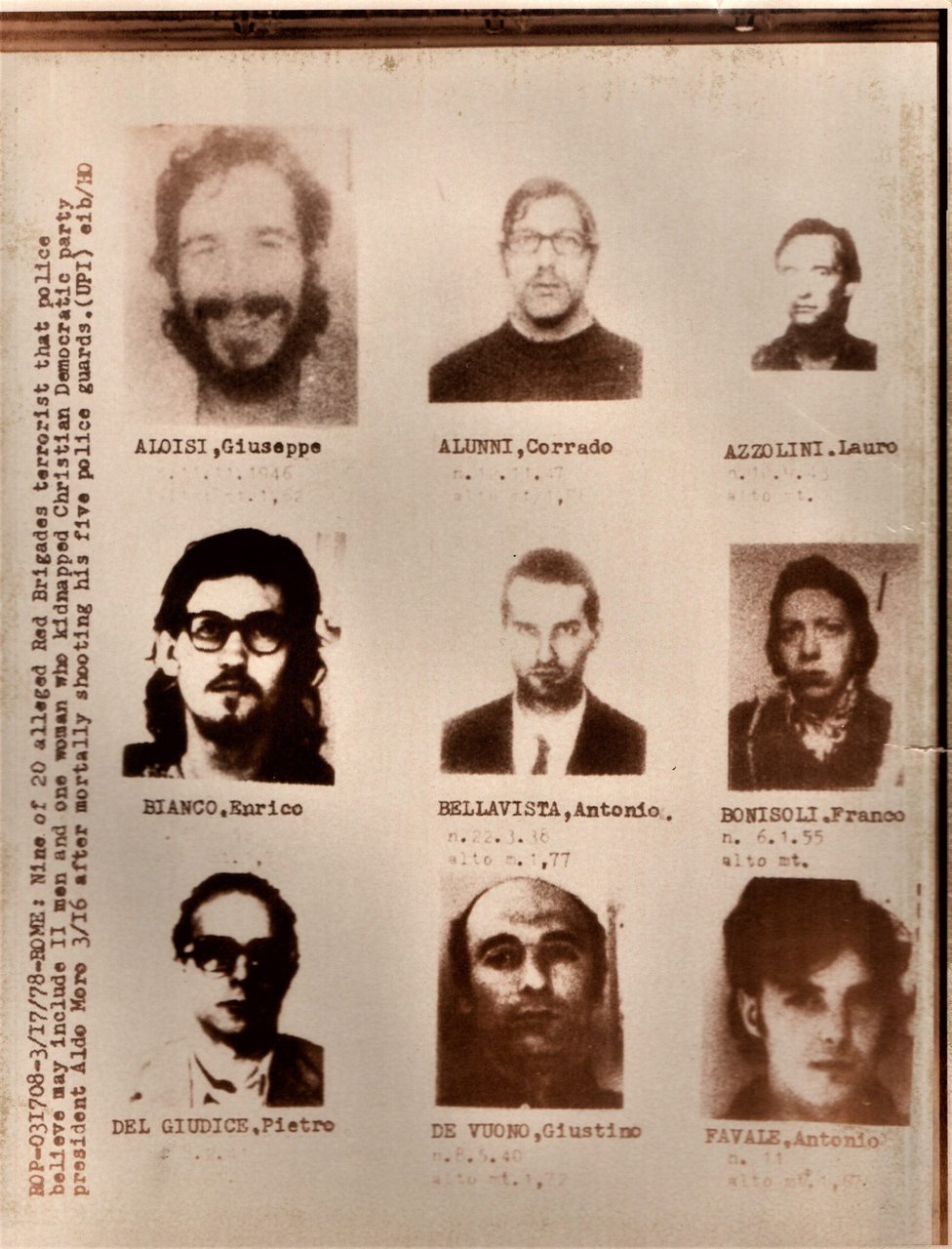 (Brigate Rosse) Foto segnaletica originale | Immagine principale