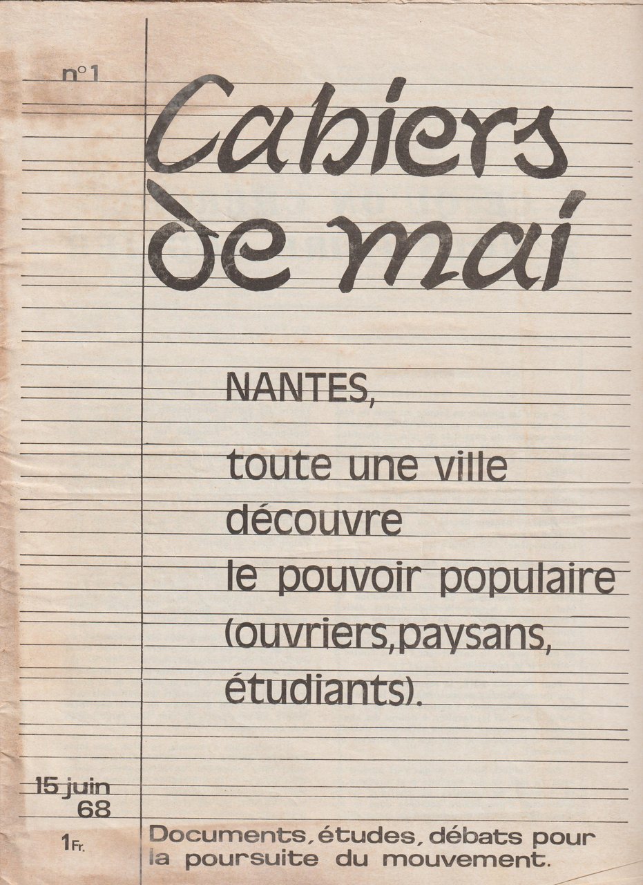 Cahiers de mai. Documents, etudes, debats pour la pursuite du …