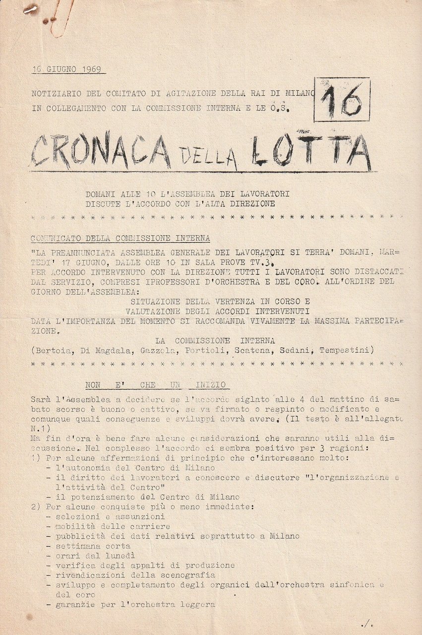 Cronaca della lotta. Notiziario nn. 16, 20, 21, 22, 25, …