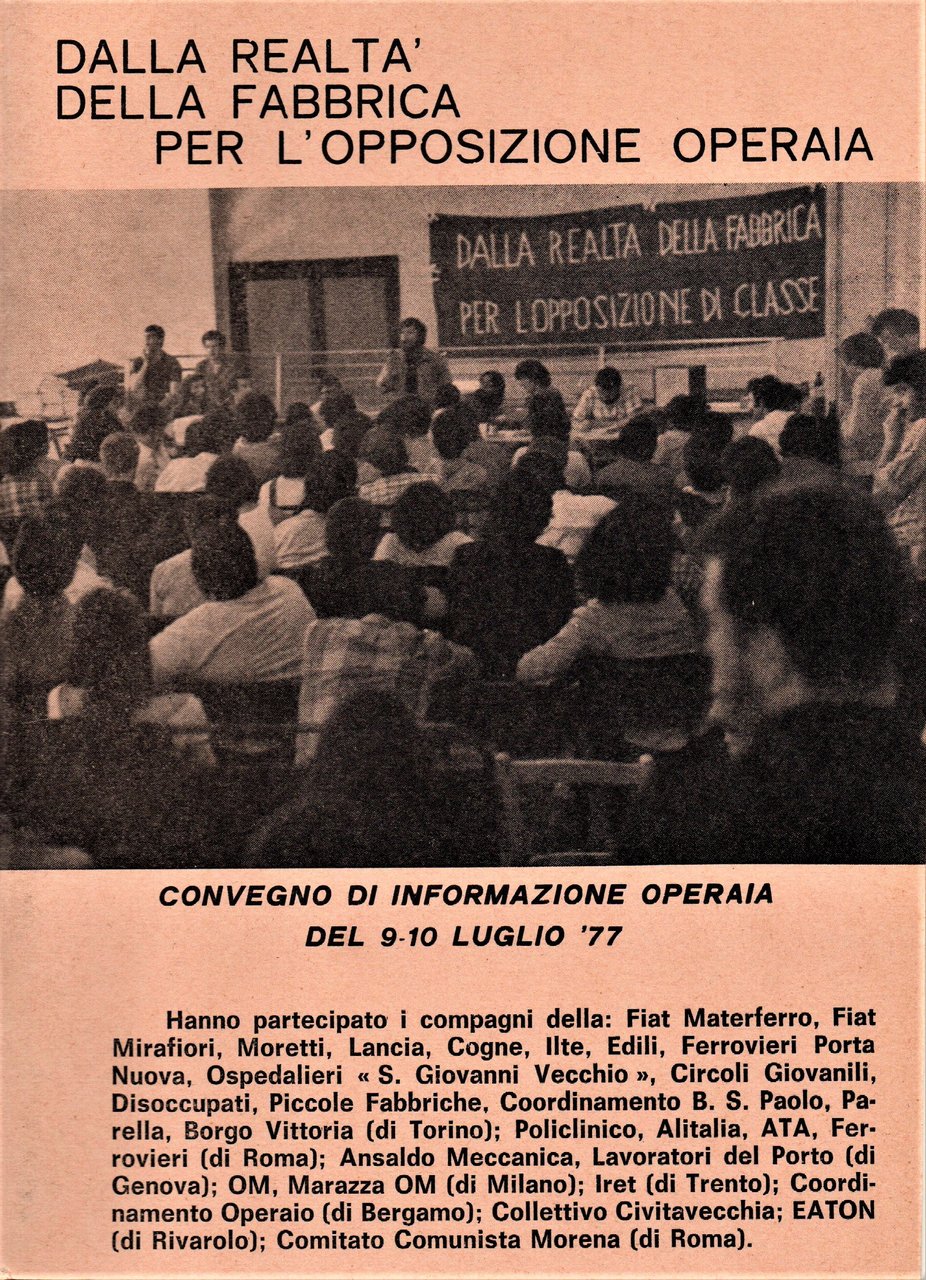 Dalla realtà della fabbrica per l'opposizione operaia. Convegno di informazione … | Immagine principale