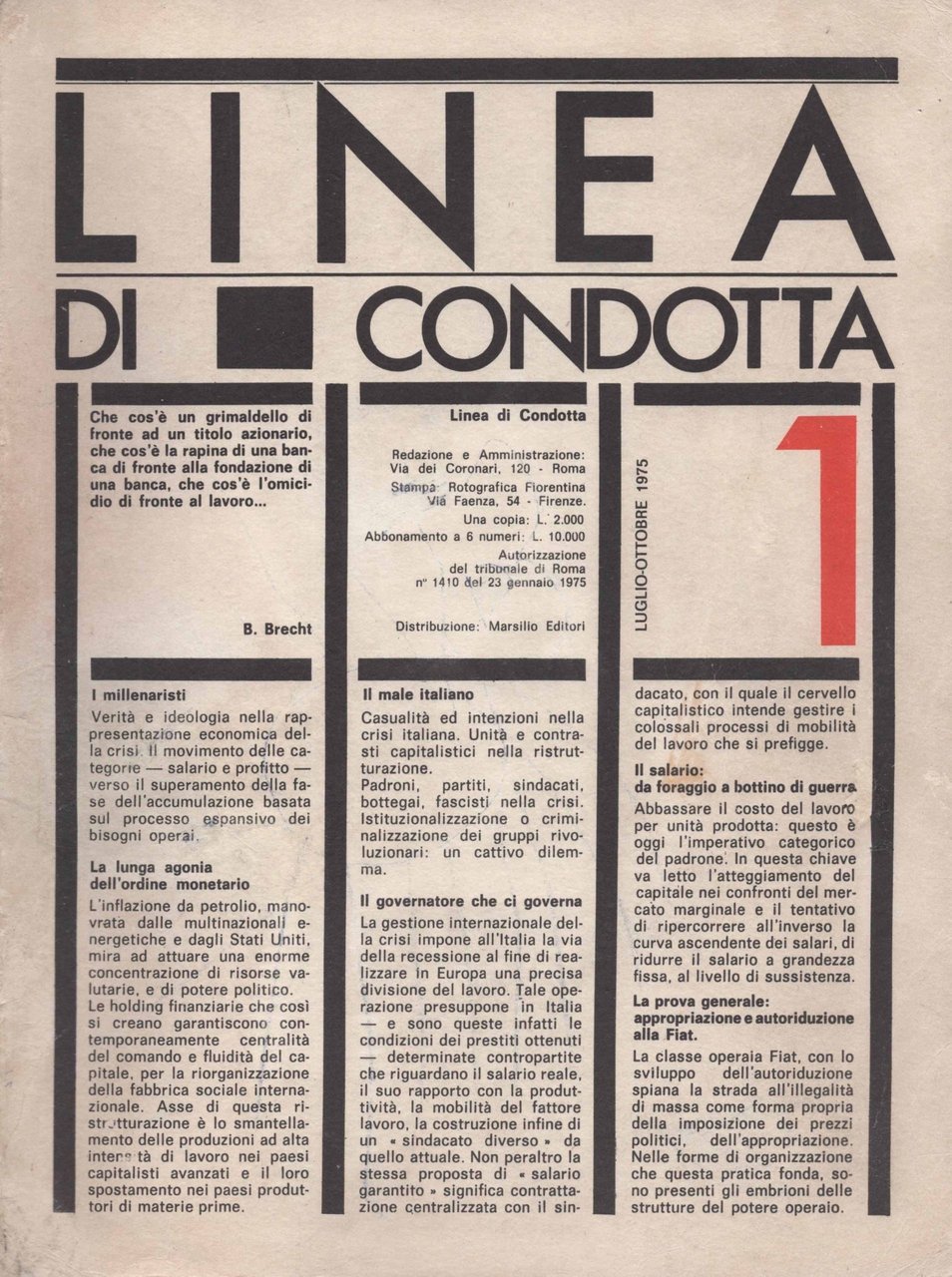 Linea di condotta. Materiali sulla crisi e l'organizzazione operaia. Tutto … | Immagine principale