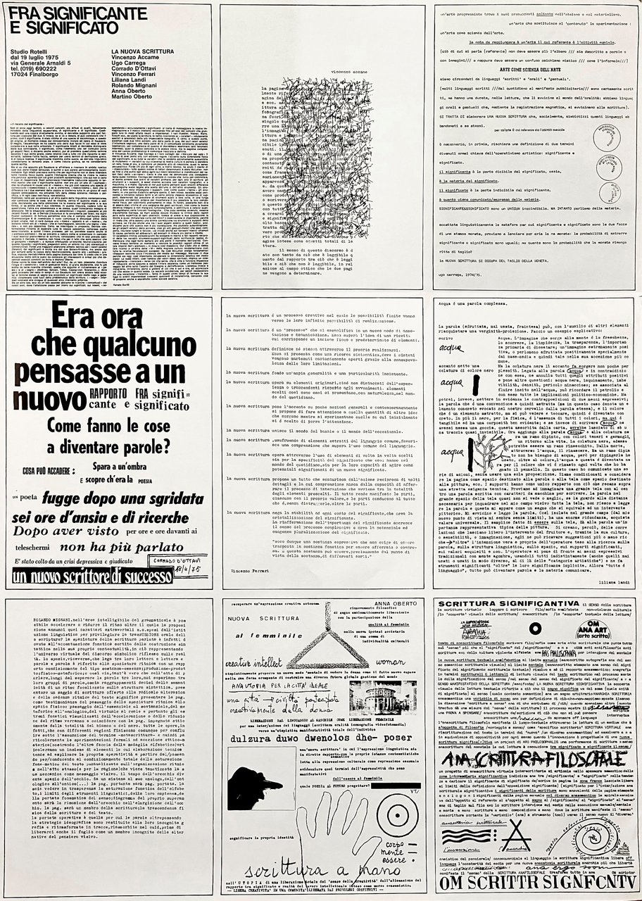 (Manifesto della nuova scrittura). Fra significante e significato. La nuova …