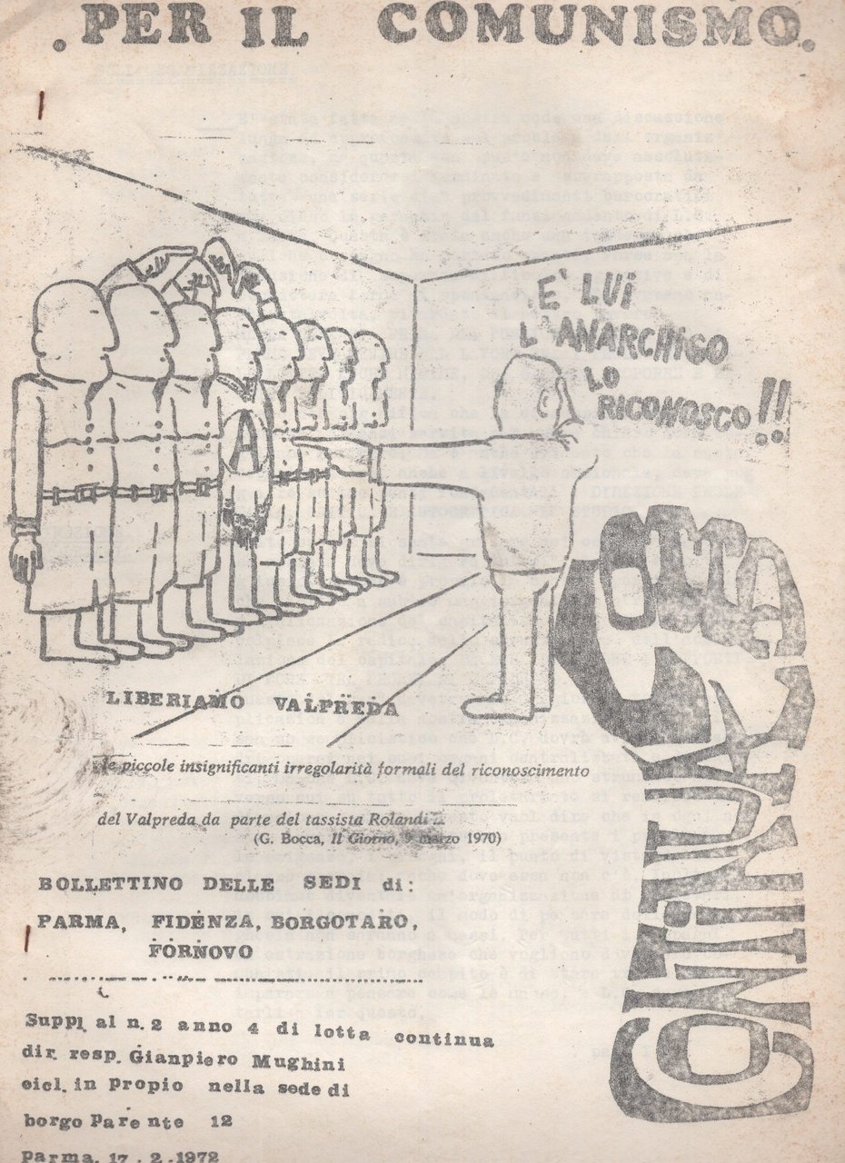 Per il comunismo. Bollettino delle sedi di Parma, Fidenza, Borgotaro … | Immagine principale