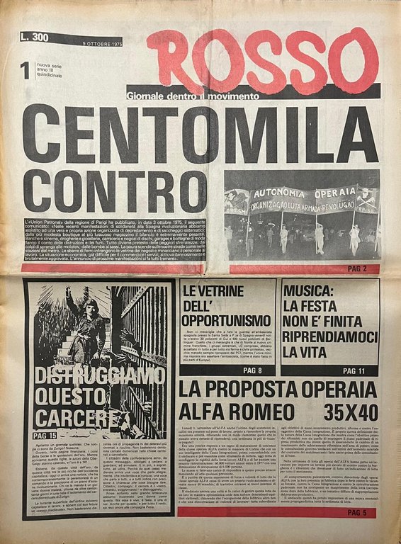 Rosso. Giornale dentro il movimento. Nuova serie Anno III N. …