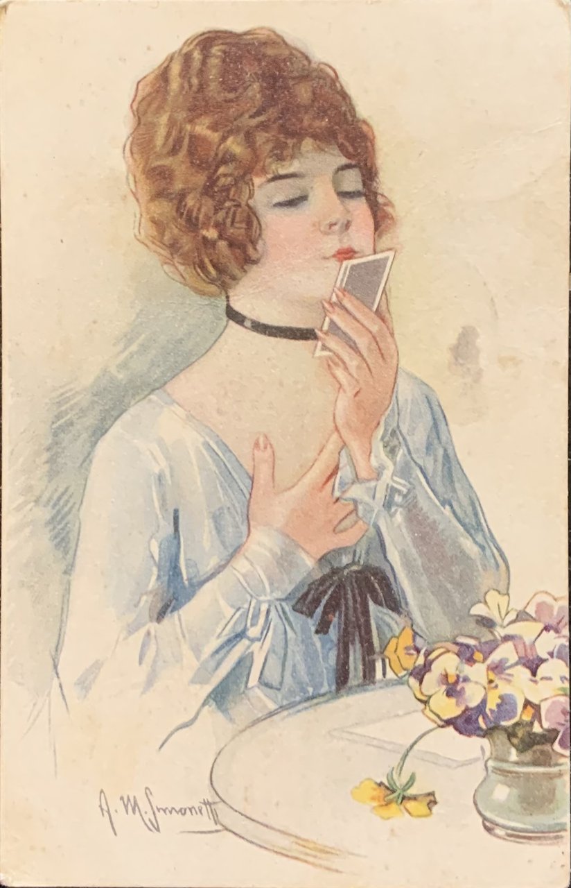 Donnina che scrive lettera d'amore 1920 (Amedeo Simonetti) | Immagine principale